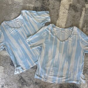 Athleta Bundle Top Womens S Blue White Nighttime Bliss Relaxed Fit Pajama Mom